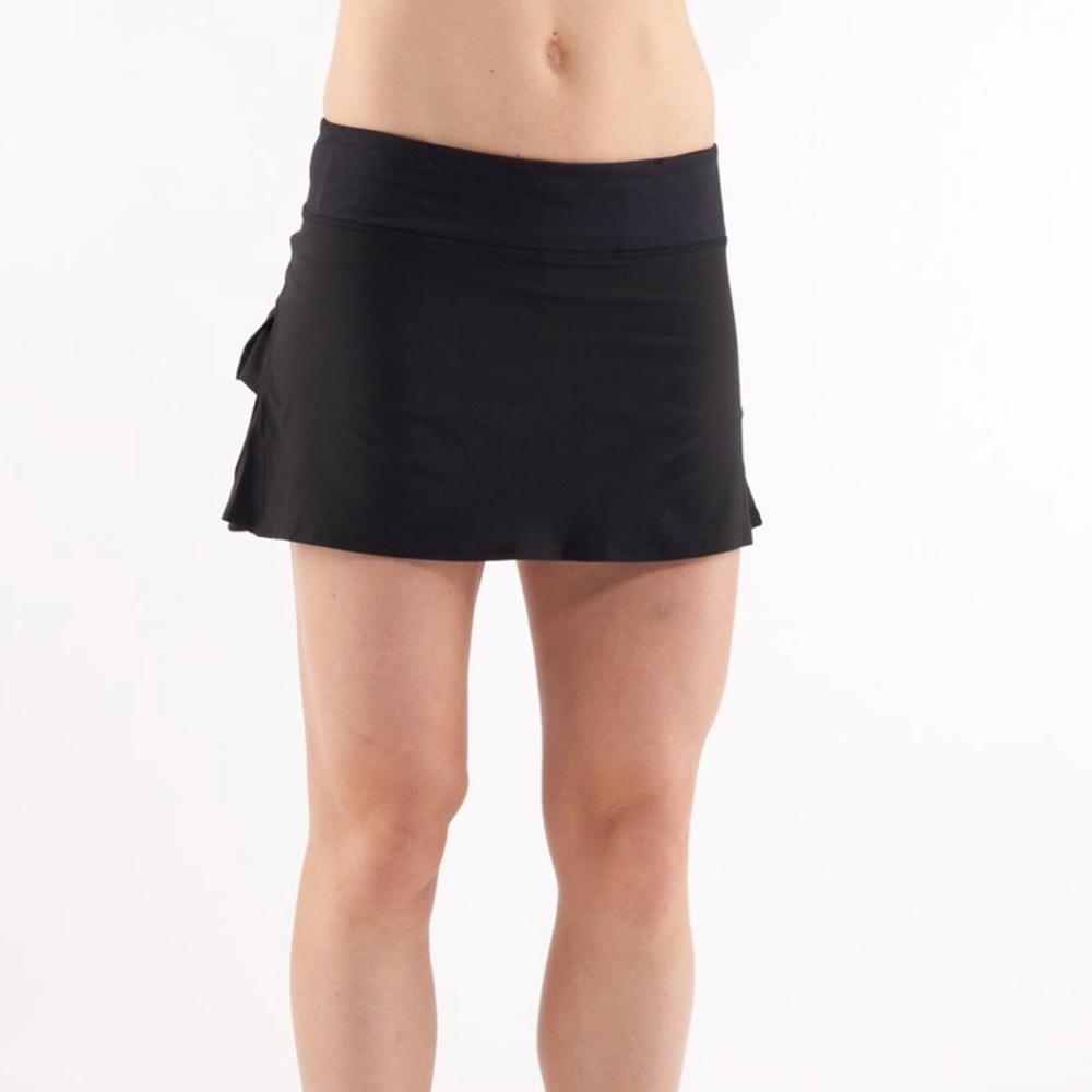 Lululemon Black Pace Setter Skort Skirt Ruffle Pleated Back